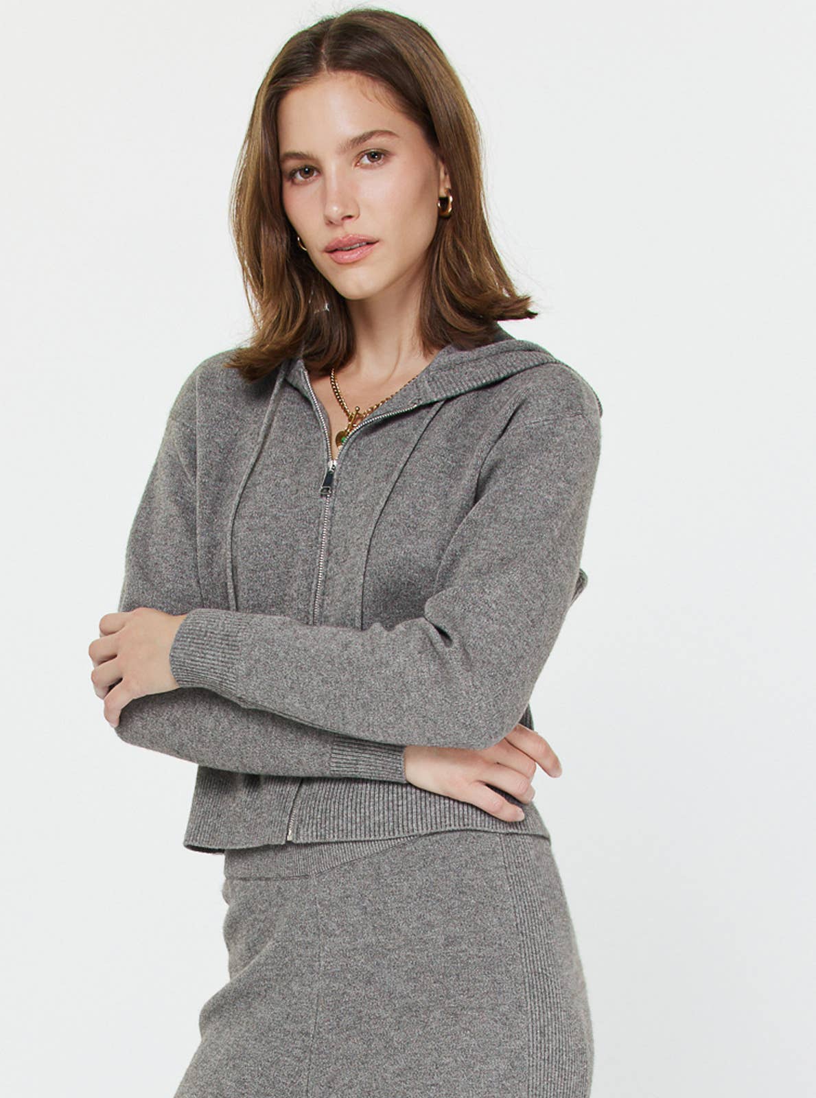 Sunday Lounge Cropped Knit Hoodie