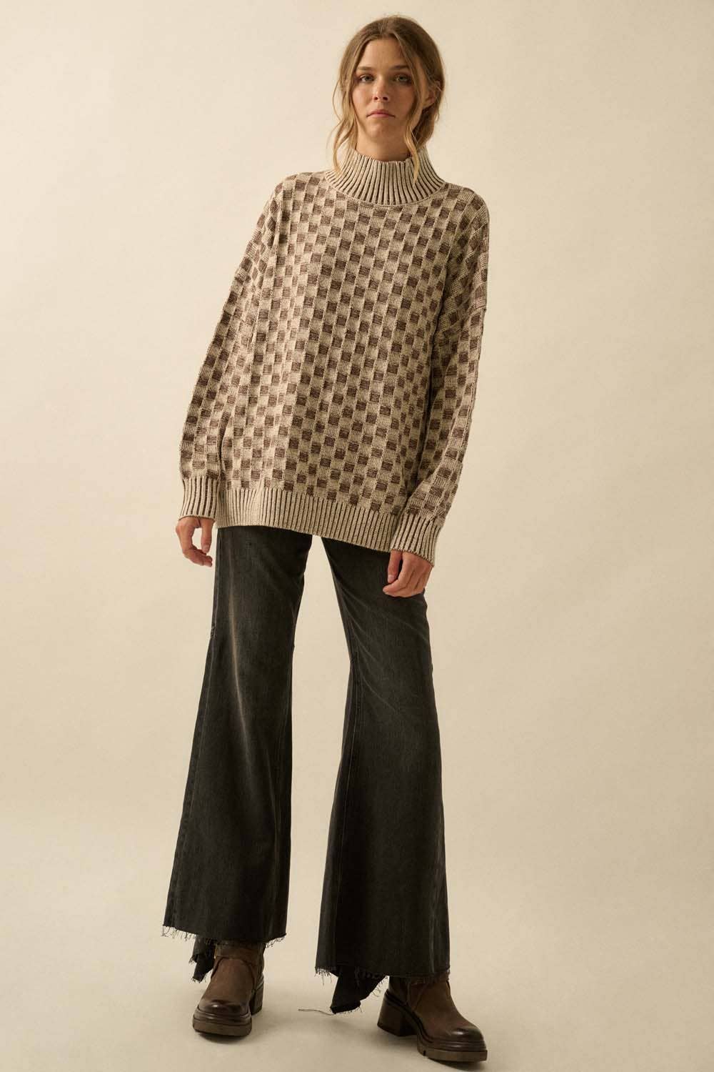 Latte Mock-Neck Sweater