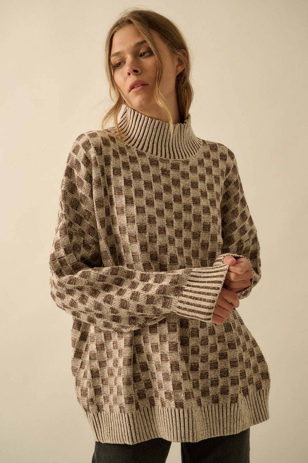 Latte Mock-Neck Sweater