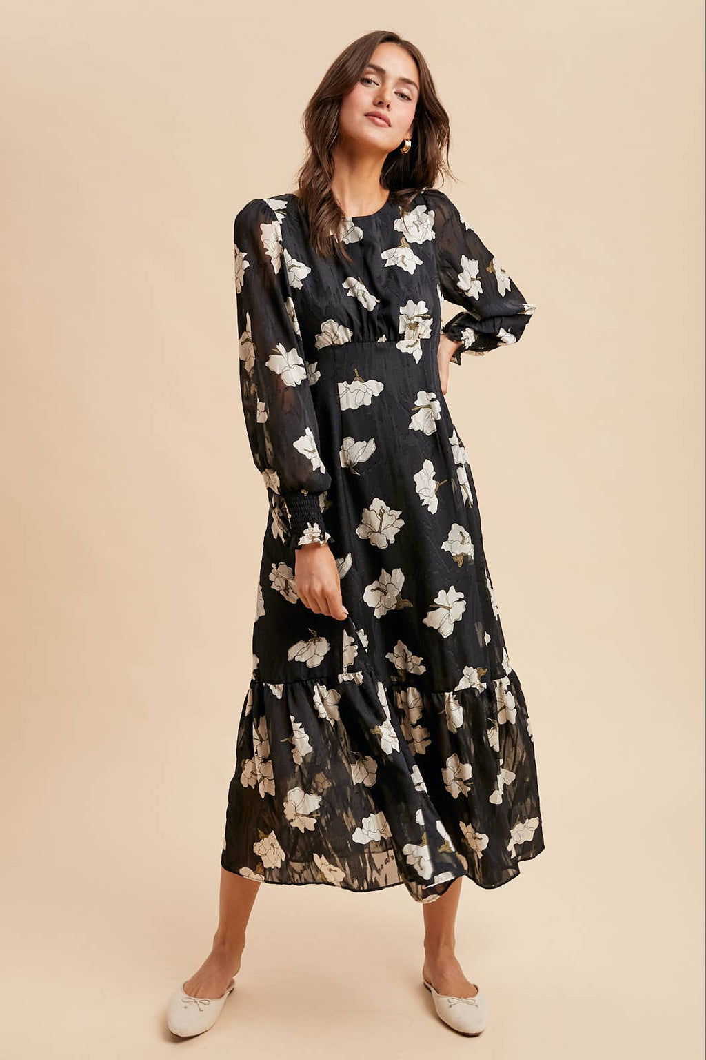 Rita Jacquard Floral Maxi Dress