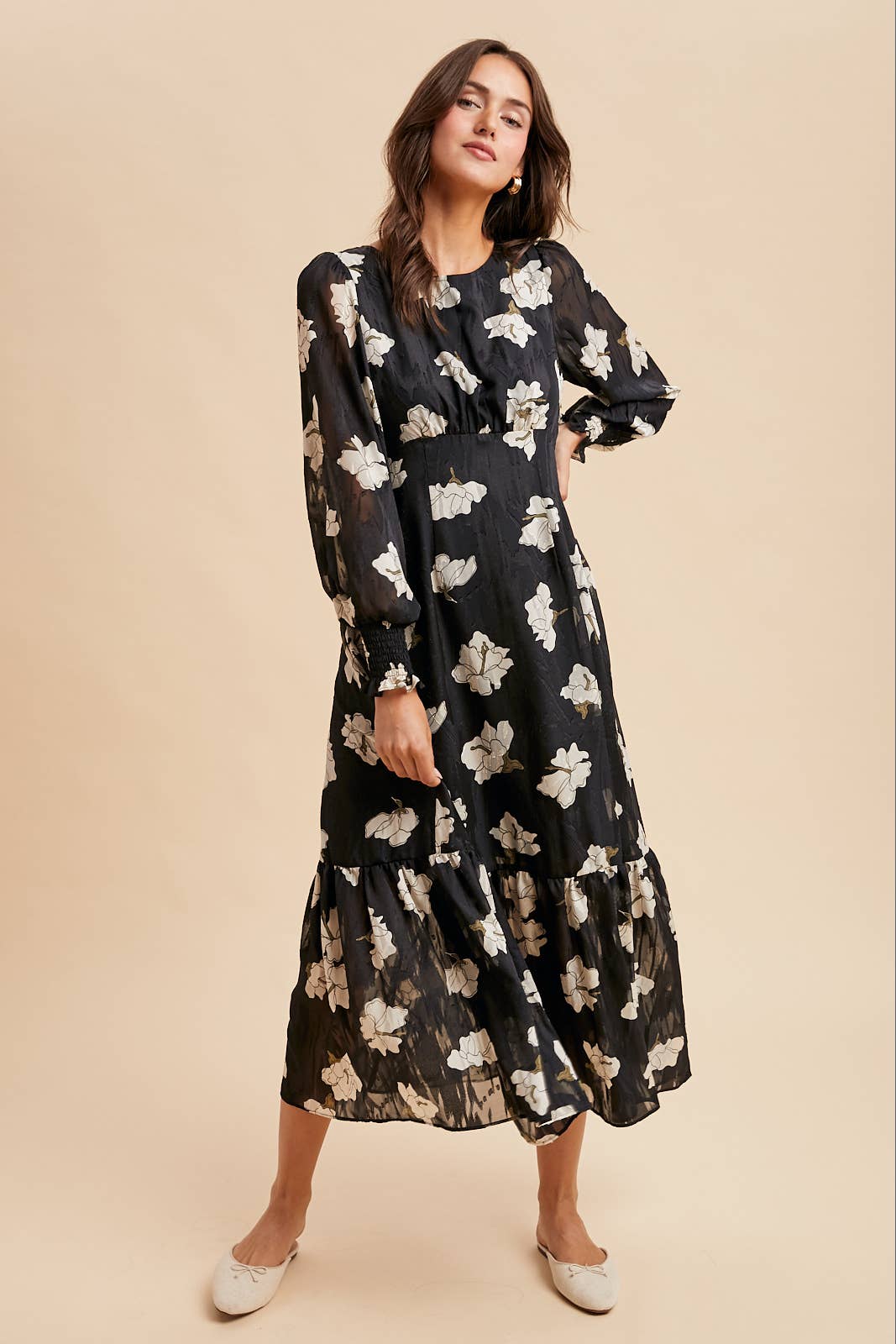 Rita Jacquard Floral Maxi Dress
