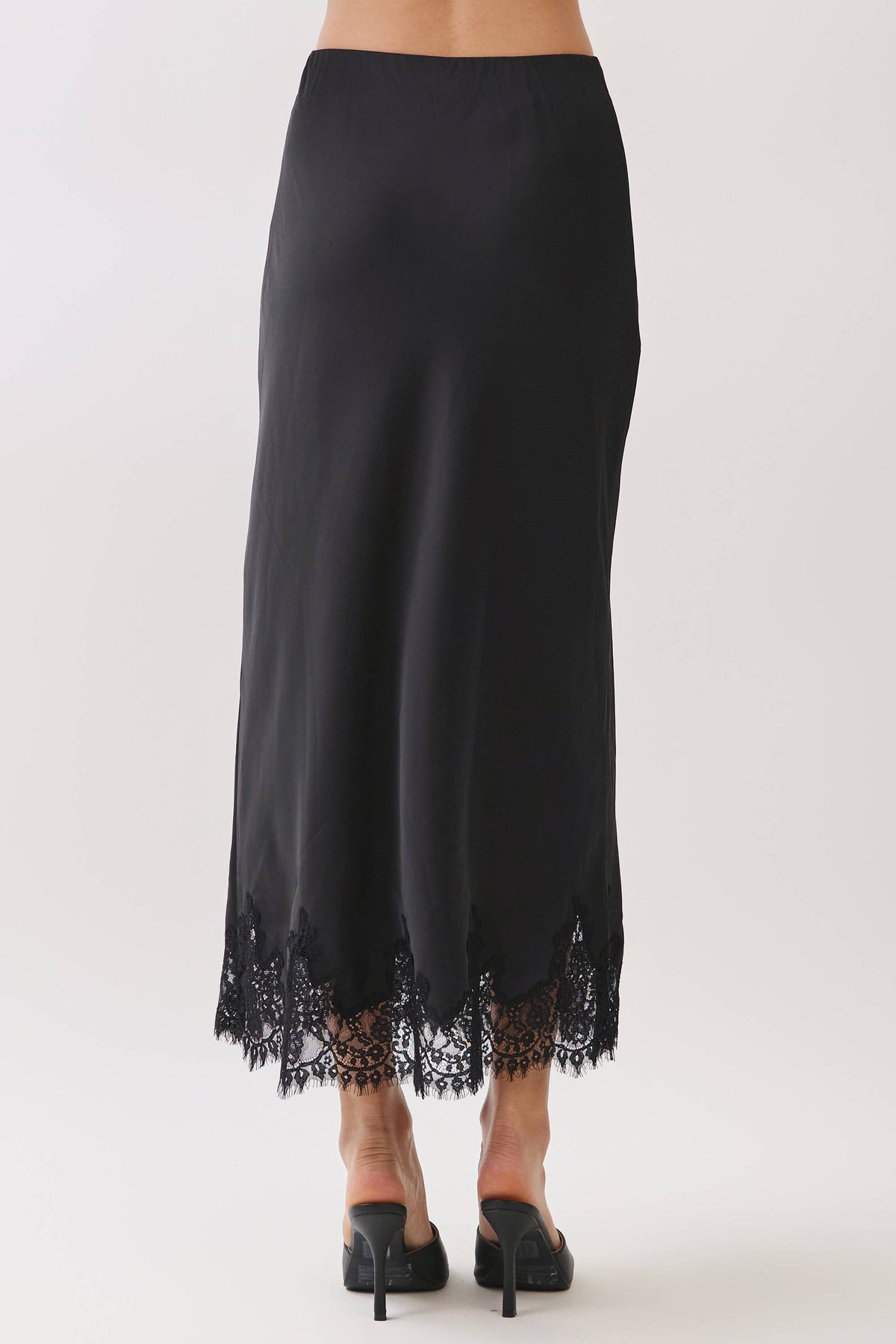 Vera Lace Trim Satin Maxi Skirt