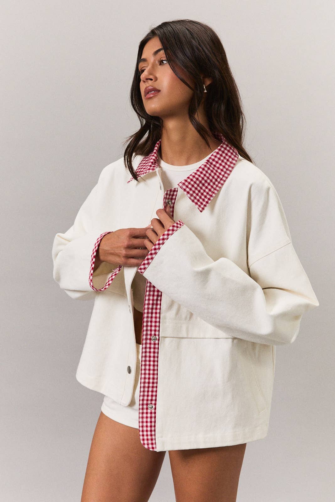 Chelsie Gingham Trim Jacket