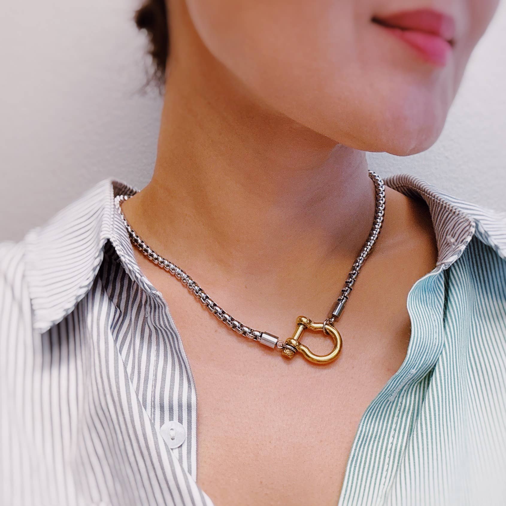 Maxine Two Tone Box Chain Necklace