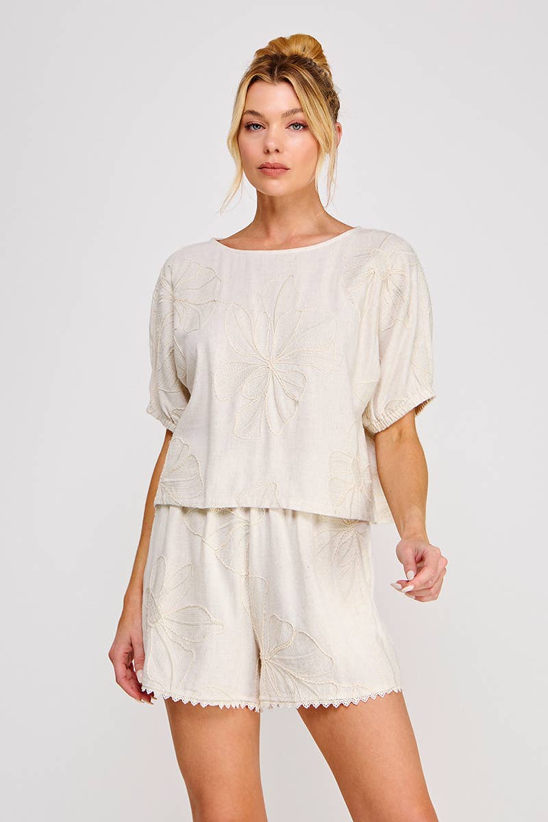 Flora Embroidered Dolman Top