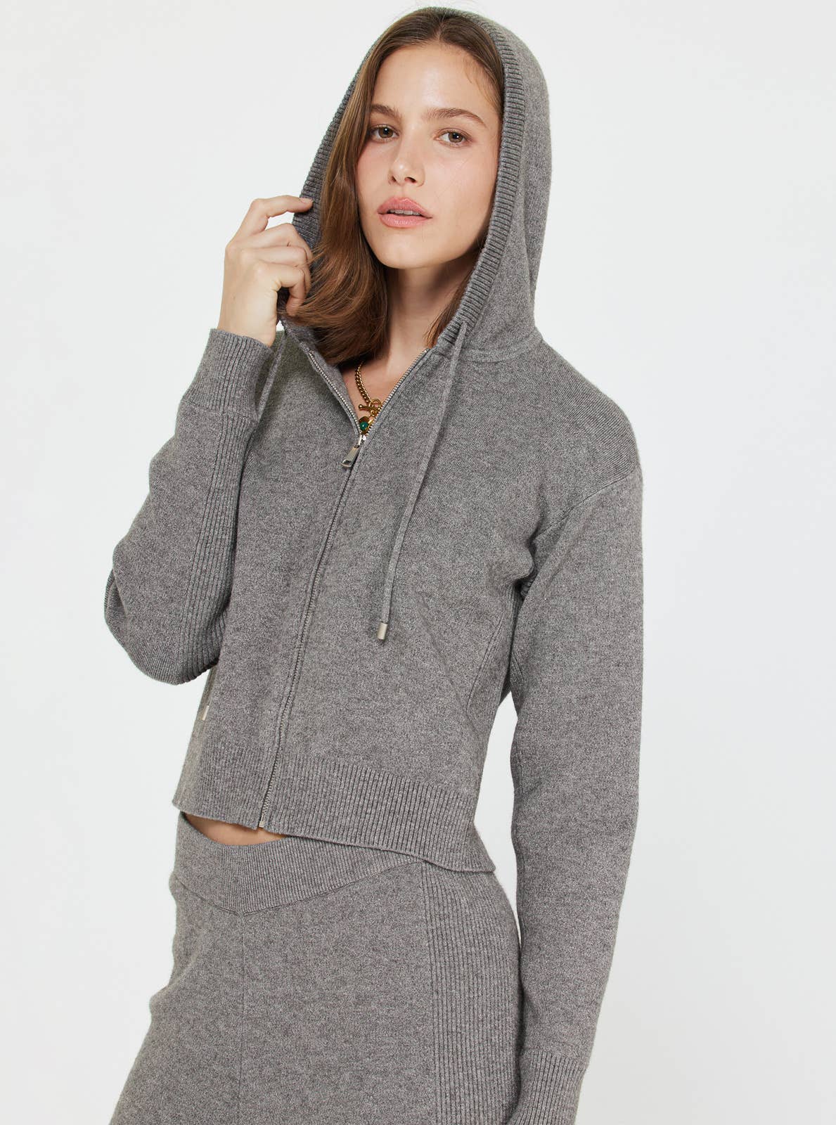 Sunday Lounge Cropped Knit Hoodie